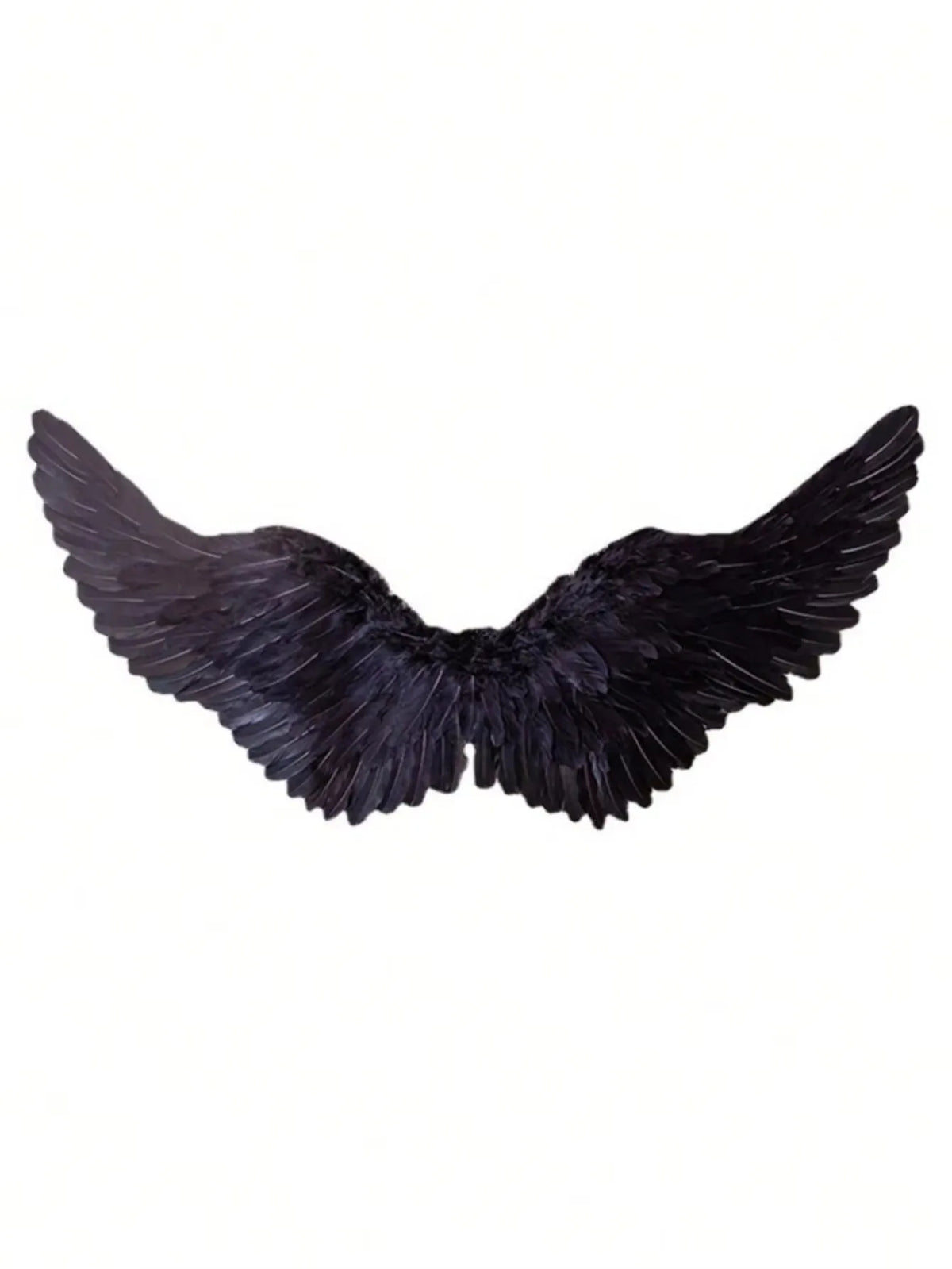 Black angel feather wings costume prop with adjustable straps