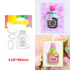 A set of floral love words stencils and stamps for DIY scrapbooking featuring pink and purple designs.