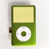 A green iPod with a yellow front faceplate and clickwheel replacement kit.