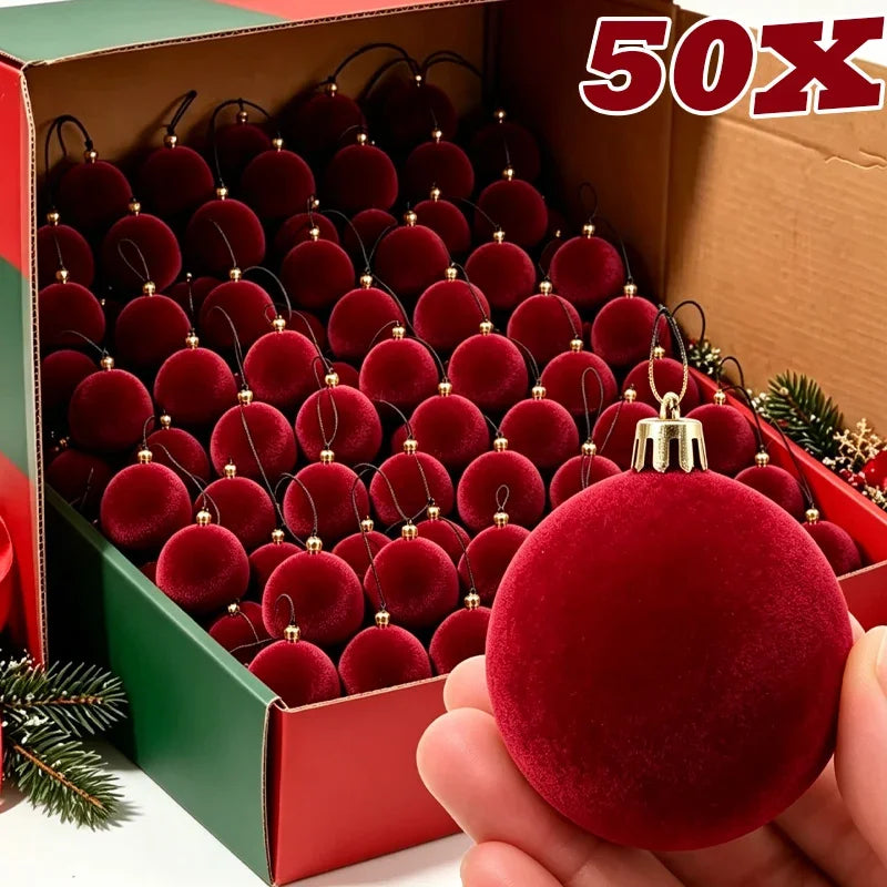 Velvet Christmas Ornaments with Flocked Finish