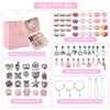 80 pieces pink beads and charms set including jewelry box, metal beads, dangle charms, and bracelets