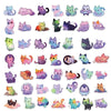 A collection of colorful PVC cat stickers with starry sky designs for scrapbooking