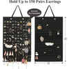 Black felt wall organizer display holding up to 150 pairs of earrings.