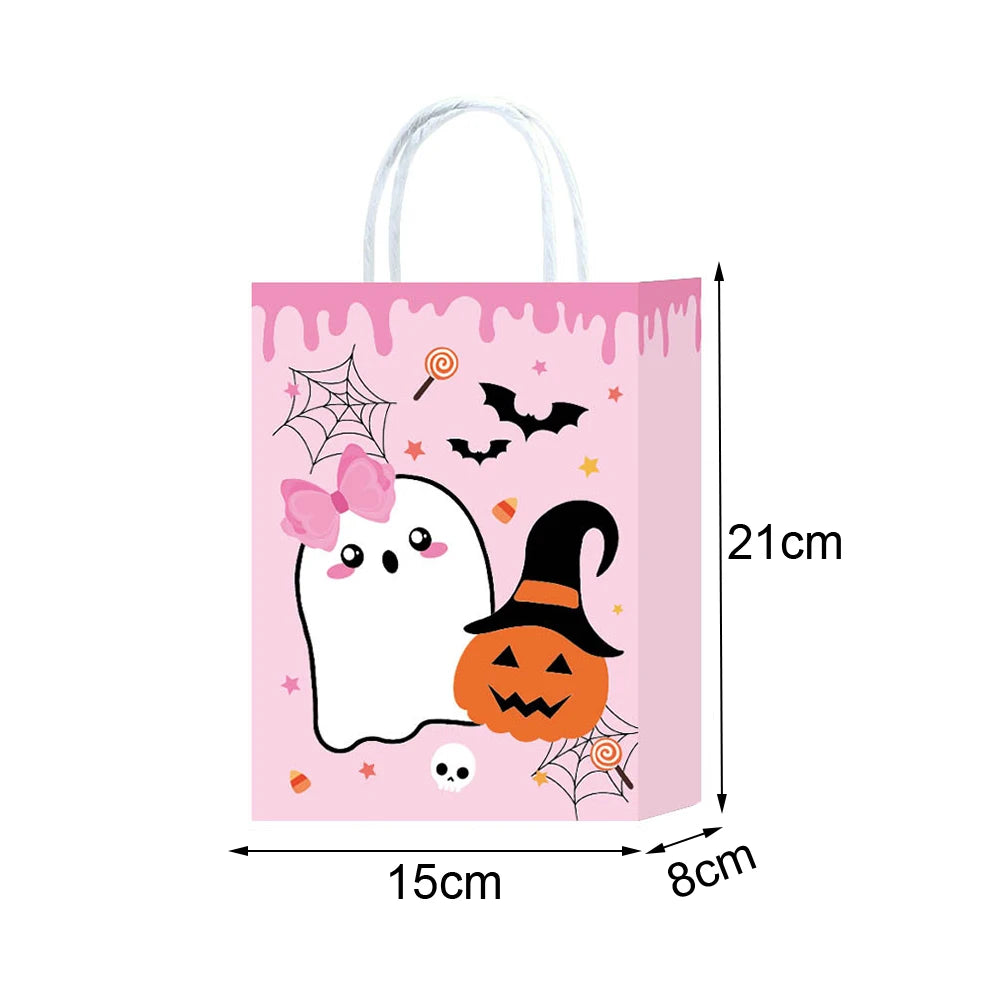 Pink ghost Halloween party bag with dripping icing and decorative elements