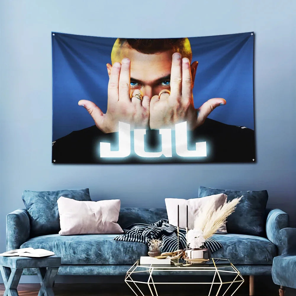 A dark banner featuring a close-up of a person's hands and face against a blue background.
