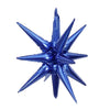 A cluster of metallic blue star burst foil balloons for party decoration