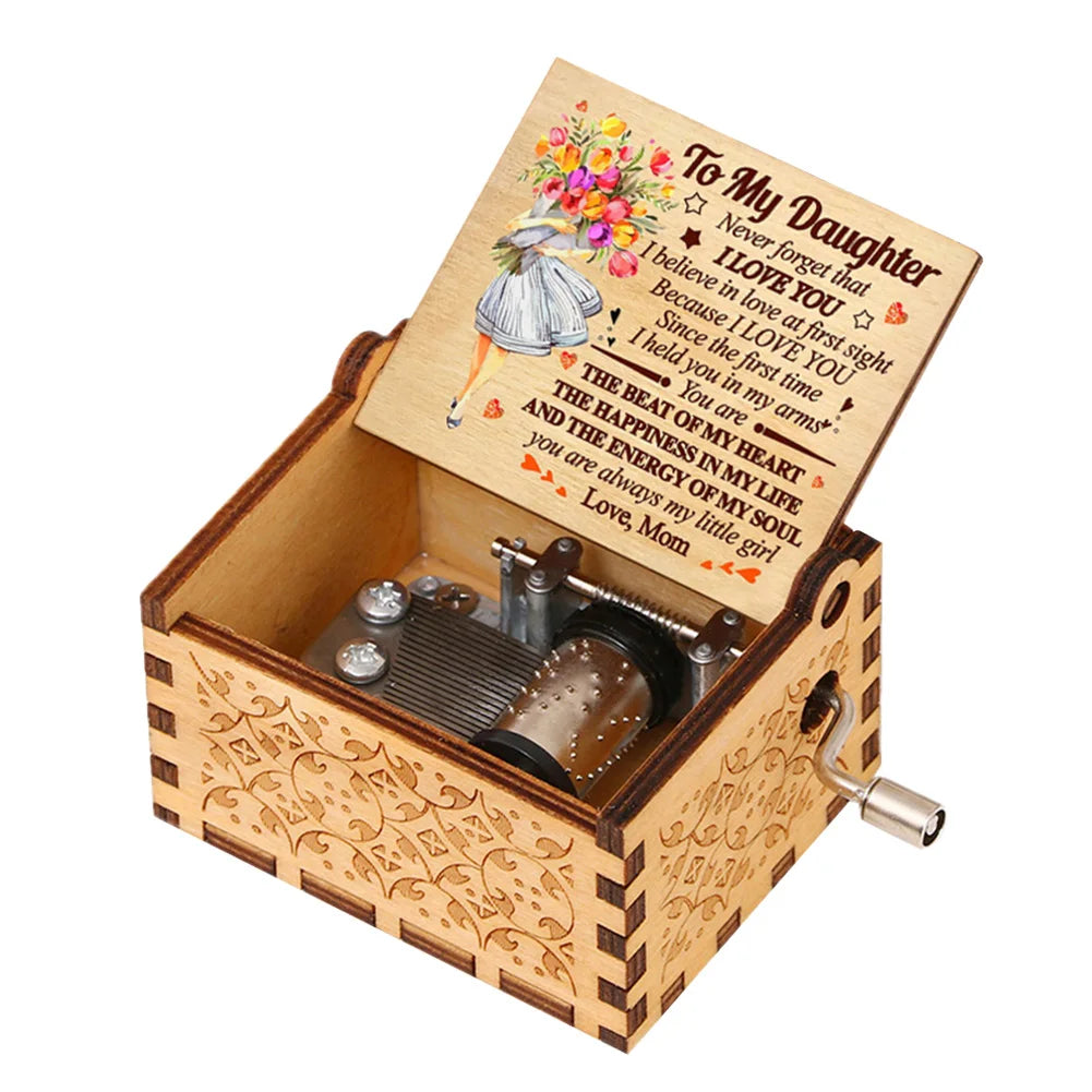 Retro Hand-Cranked Wooden Music Box