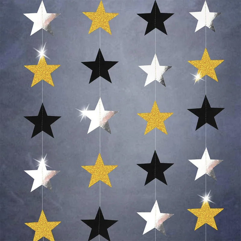 Gold Twinkle Star Paper Garlands