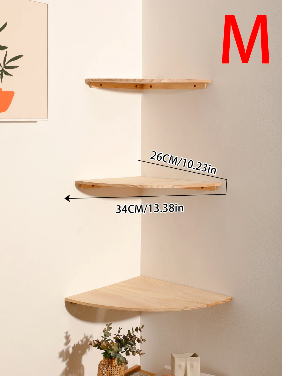 Corner Floating Wooden Wall Shelves for Home Decor