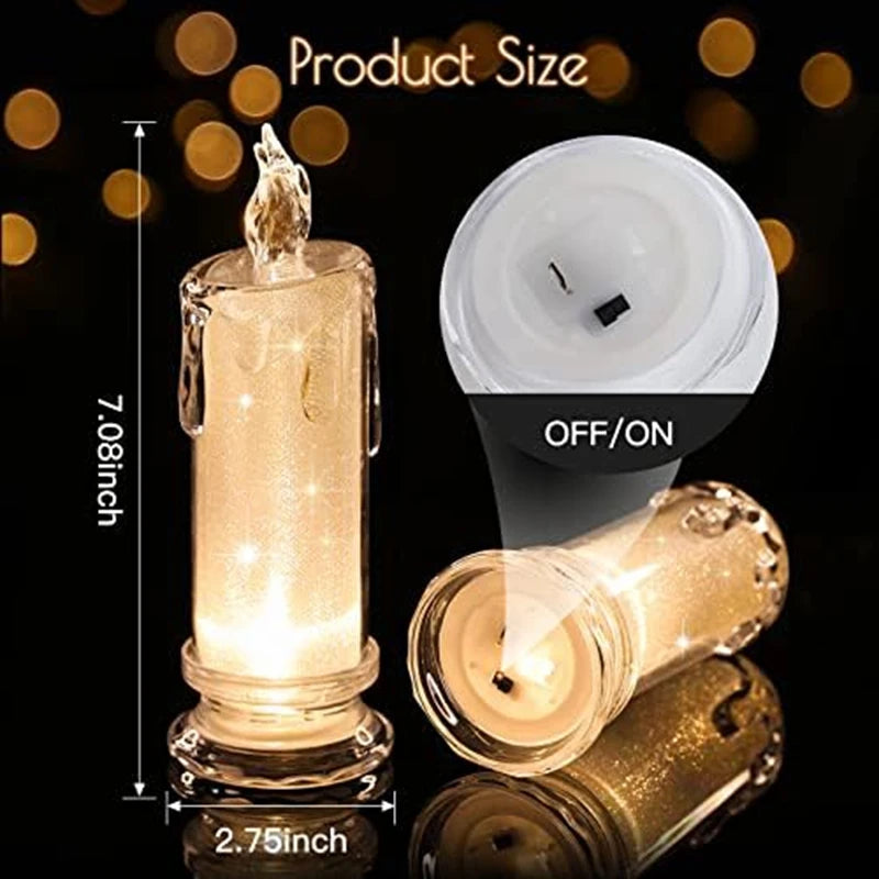 Ein Set aus vier Kerzenständer mit Glasbehälter und weißem Deckel, in verschiedenen Lichtverhältnissen dargestellt.
