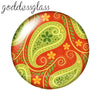 Round Leaf Pattern Flat Back Glass Cabochons for Jewelry Making