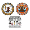 A set of enamel pins featuring rude middle finger and daisy flower designs.