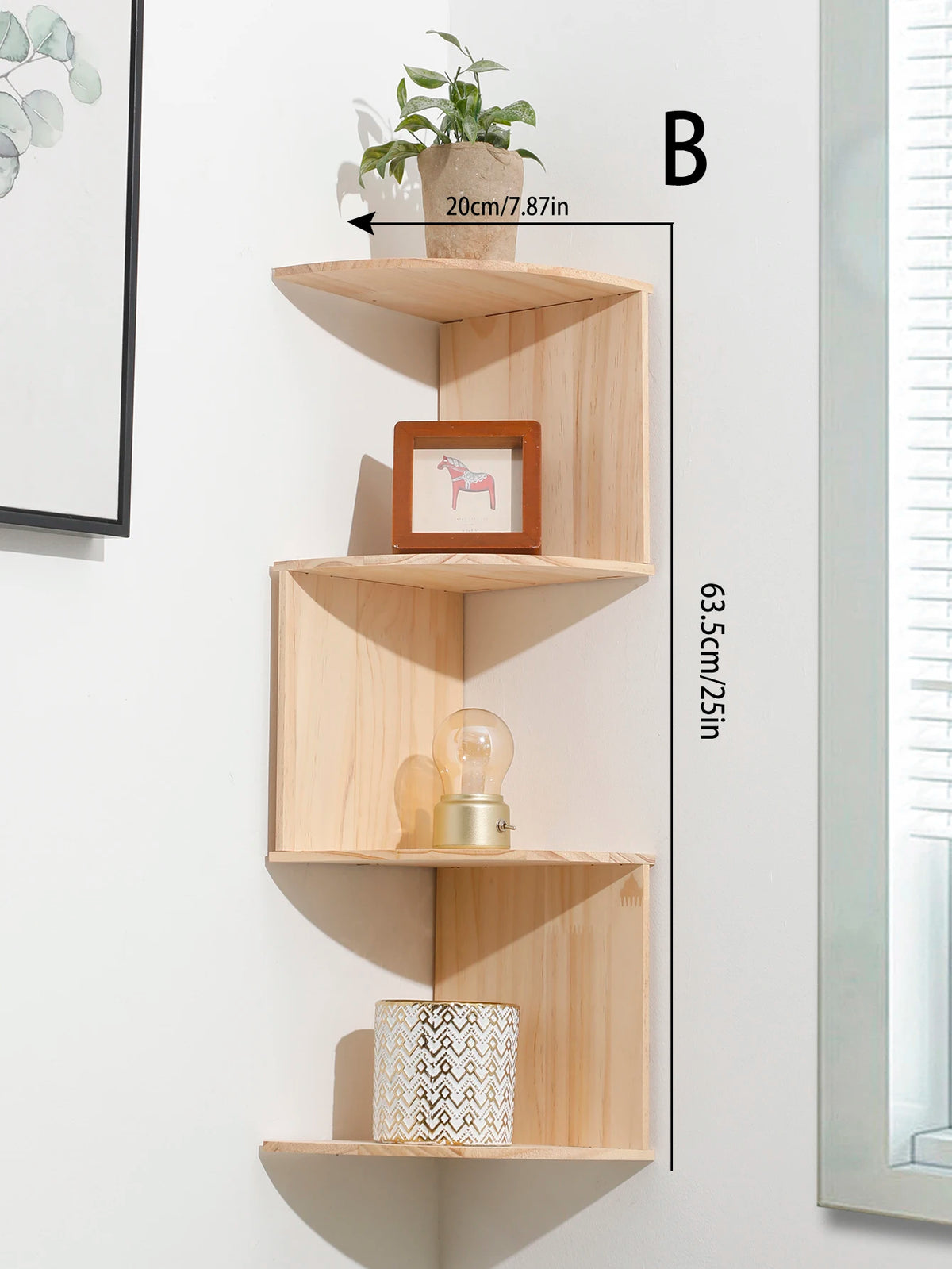 Corner Floating Wooden Wall Shelves for Home Decor