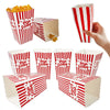 Red and white striped paper snack boxes for popcorn