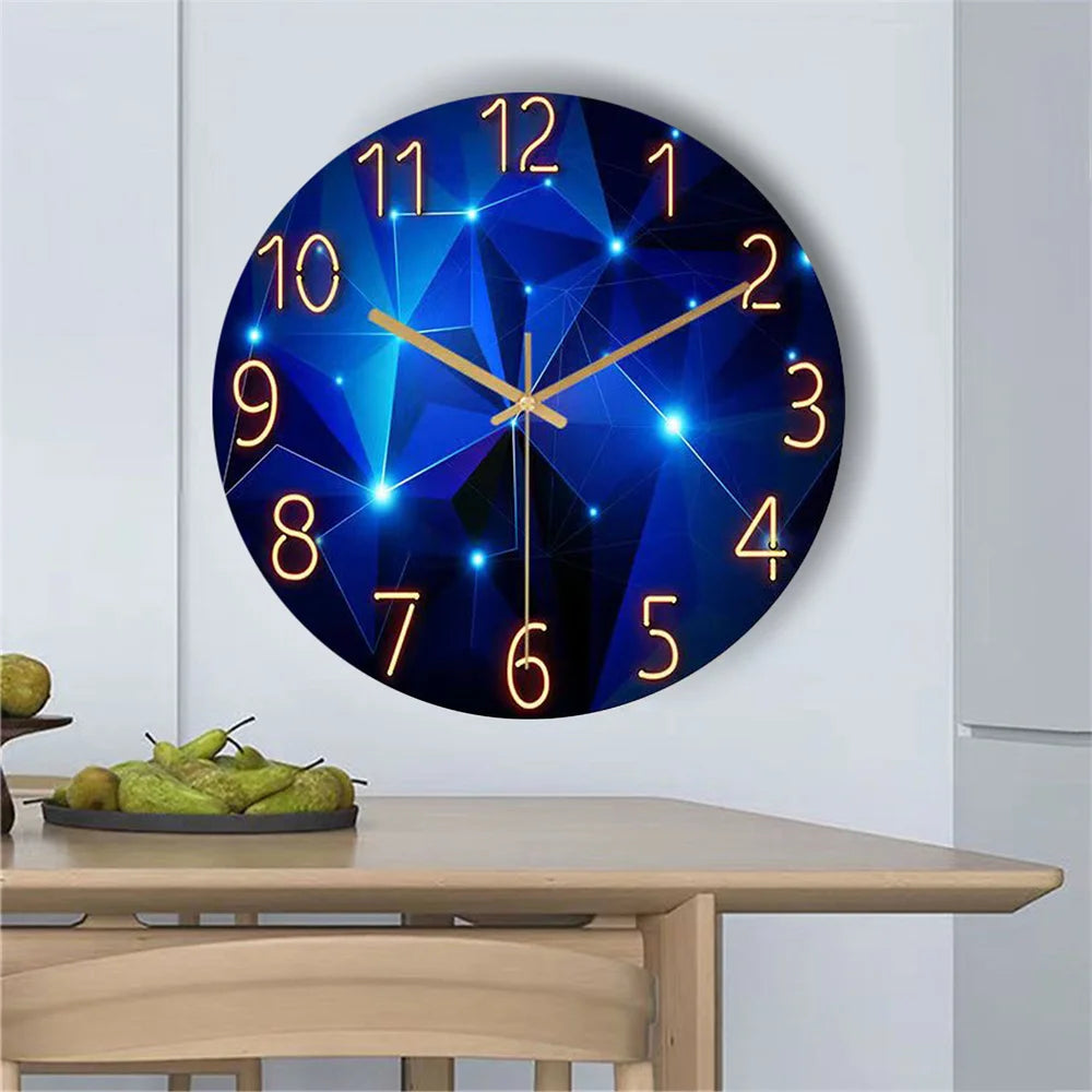 Modern Geometric Glass Wall Clock with Silent Quartz Movement
