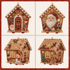 A detailed gingerbread house ornament kit featuring intricate diamond painting designs and festive decorations.