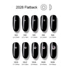 A display of various sized flatback nails in black, ranging from SS3 to SS30.