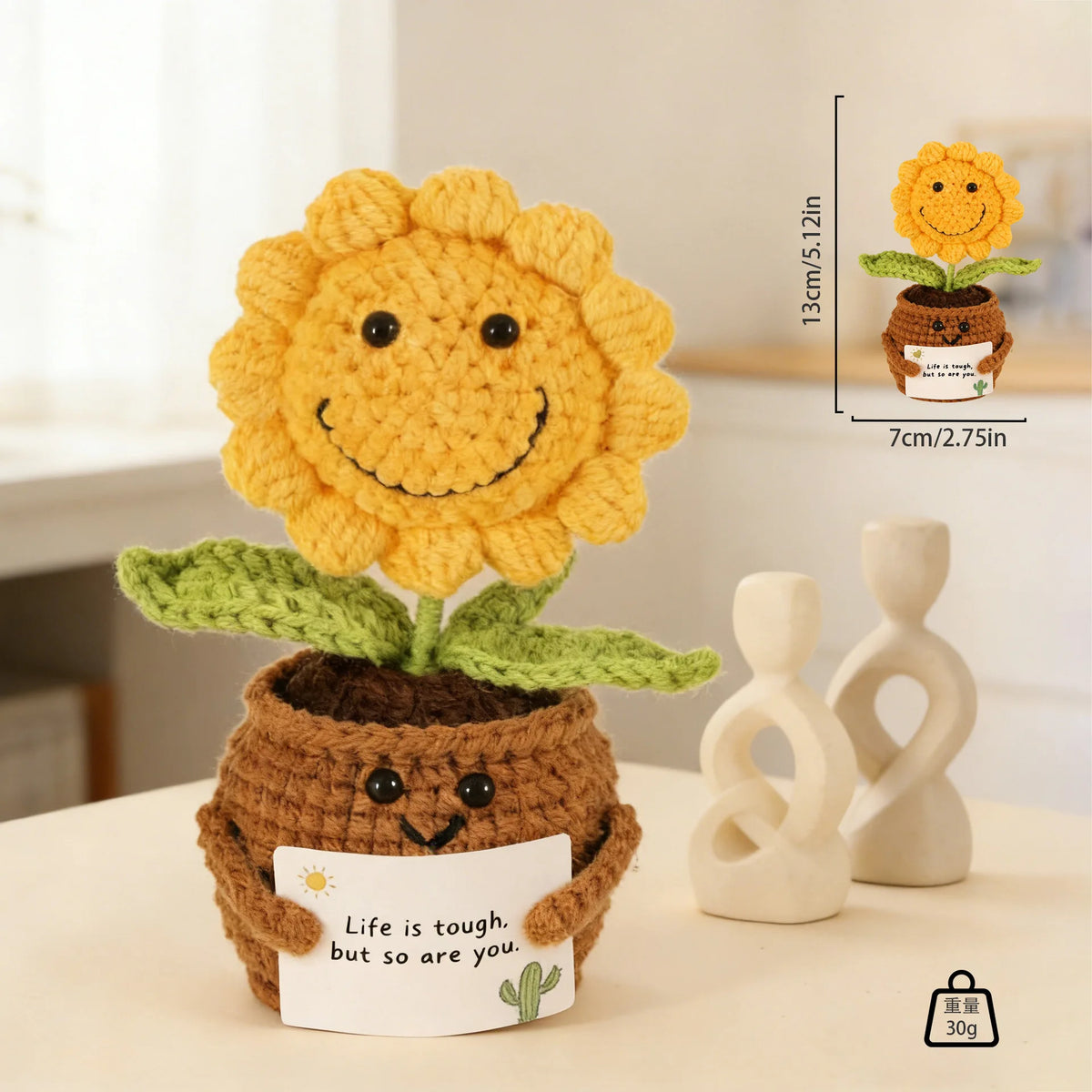Handmade Crochet Tulip & Sunflower Potted Plant Set