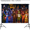 A banner featuring various Five Nights at Freddy's characters and animatronics for a birthday party.
