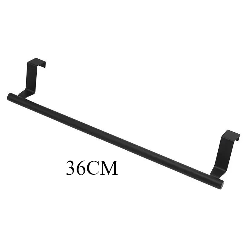Porte-serviette en acier inoxydable noir sur porte avec supports de montage ajustables