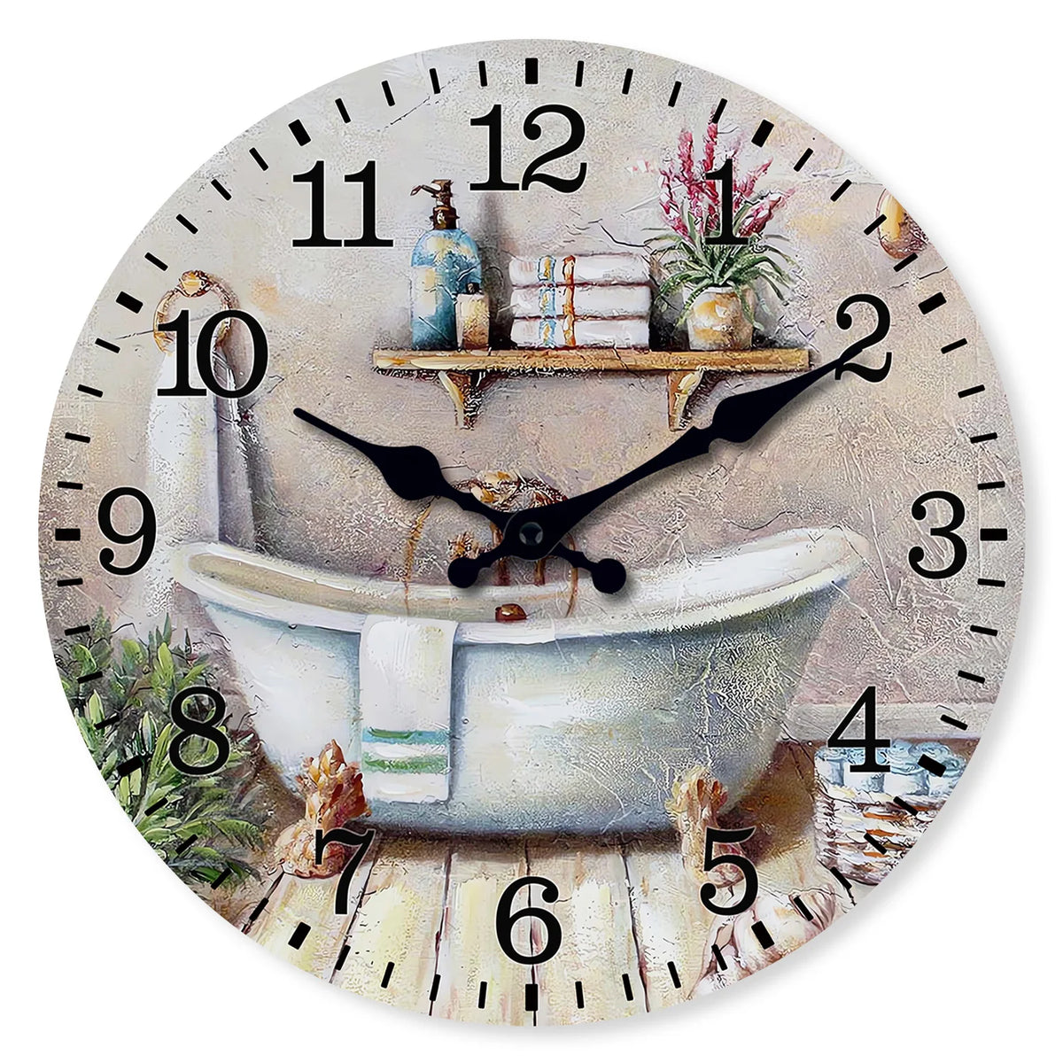 Modern Wooden Bathtub Wall Clock for Home Decor