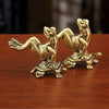 Antique Brass Frog and Turtle Figurine Set