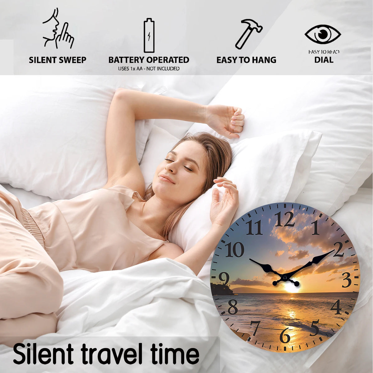 Wooden Patterned Wall Clock with Silent Quartz Movement