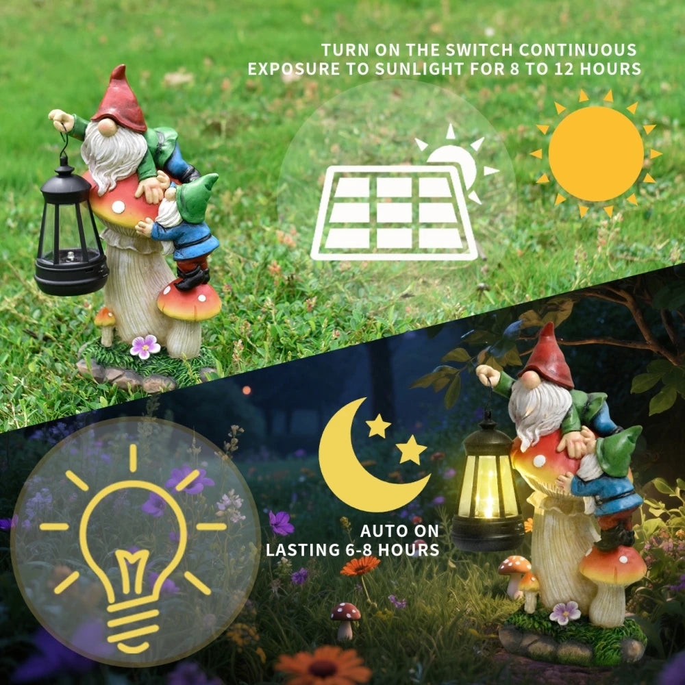 Solar-Powered Gnome Statue Light for Garden & Patio