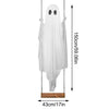 White ghost Halloween hanging decoration with a sheer white fabric and round eyes
