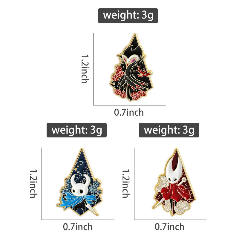 A set of three enamel pins featuring cartoon cat designs with rude middle finger and daisy flower motifs.