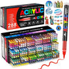 A box set of acrylic brush markers with various colors and a brush tip, showing different marker sets.