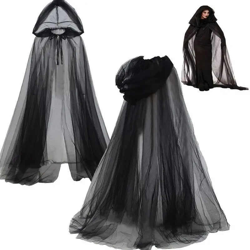 Elegante schwarze Braut-Hexenfliege in verschiedenen drapierten Formen.