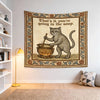 Medieval Cat in Soup Tapestry – Quirky Wall Hanging