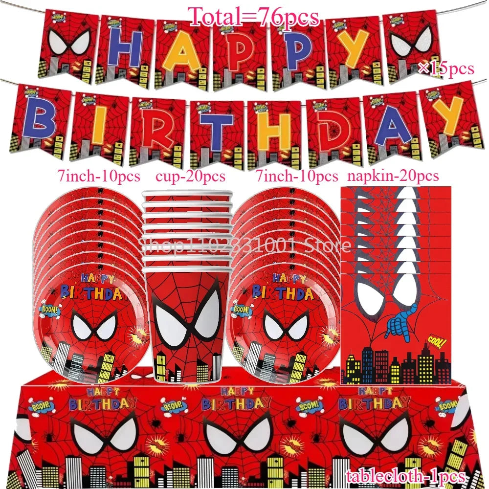 Superhero Birthday Party Tableware and Decoration Kit