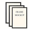 Mockup of a black frame with a white mat, showing a Scandinavian wooden photo frame design.