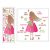 A set of butterfly and flower wall decals featuring empowering words like beautiful smart elegant gentle strong generous and 