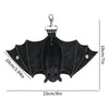 Black leather bat wallet keychain with zipper coin purse displayed flat