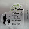 Clear acrylic heart plaque with a silhouette of a father and daughter and the text I will always be your little girl