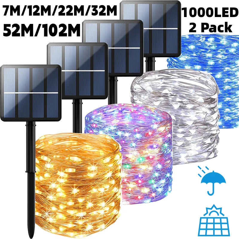 Solar-Powered Outdoor Festoon String Lights with Waterproof Garland Design