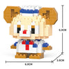 A detailed model kit of a fox character built from LEGO-style building blocks in orange, white, and blue.