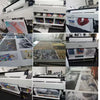 Various examples of military jet aircraft canvas wall art posters displayed in a studio setting.