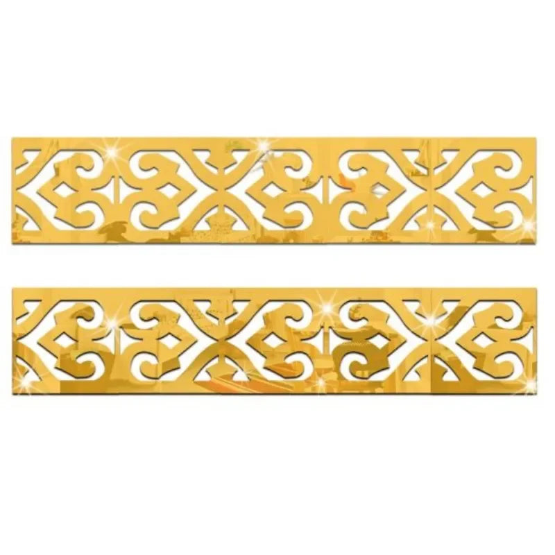 Gold decorative edge and corner trim acrylic mirror wall stickers