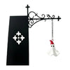 Black wrought iron book nook decor lamp featuring a white ghost figure.