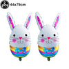 Two white bunny foil balloons, 44x79cm, with pink and blue accents.