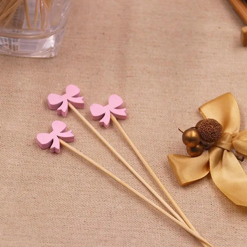 Eco-Friendly Bamboo Cocktail Picks with Cute Toppers (100 Pack)