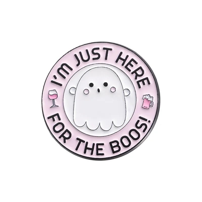 Halloween Enamel Pins Set - Cute Ghost, Black Cat, and Pumpkin Brooches for Kids