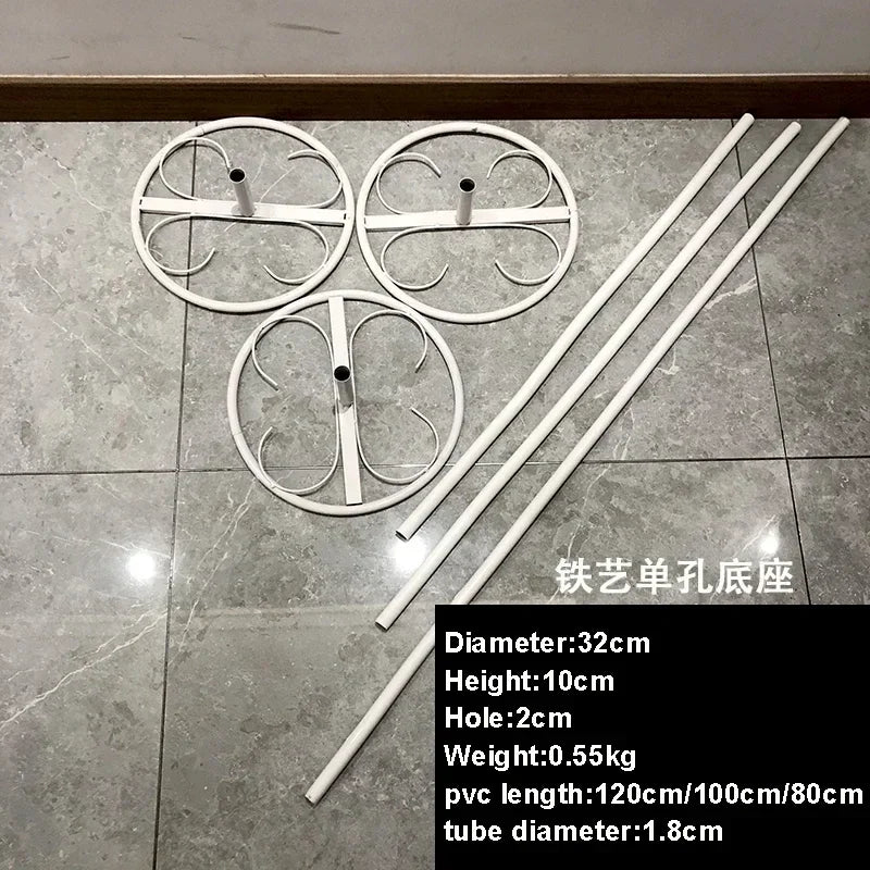 A set of three white PVC tubes with a 32cm diameter and 10cm height for wedding decoration.