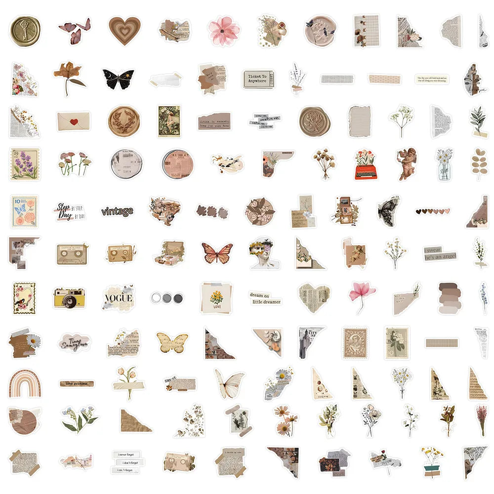 A collection of incomplete diary style graffiti stickers and decorative elements for crafting and decor.