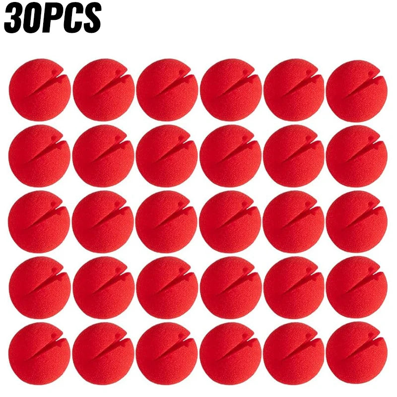 30 pieces of classic red clown nose soft foam balls for costumes and parties