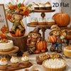 Autumn scarecrow wooden tabletop decor set featuring a scarecrow figure and pumpkins on a rustic wooden surface